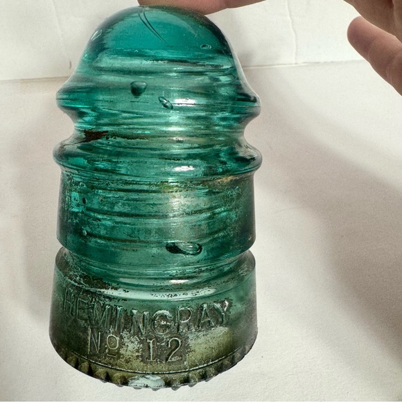 Vintage Hemingray no. 12 Insulator Patent May 2 1893, Green/Blue glass. - Picture 7 of 13